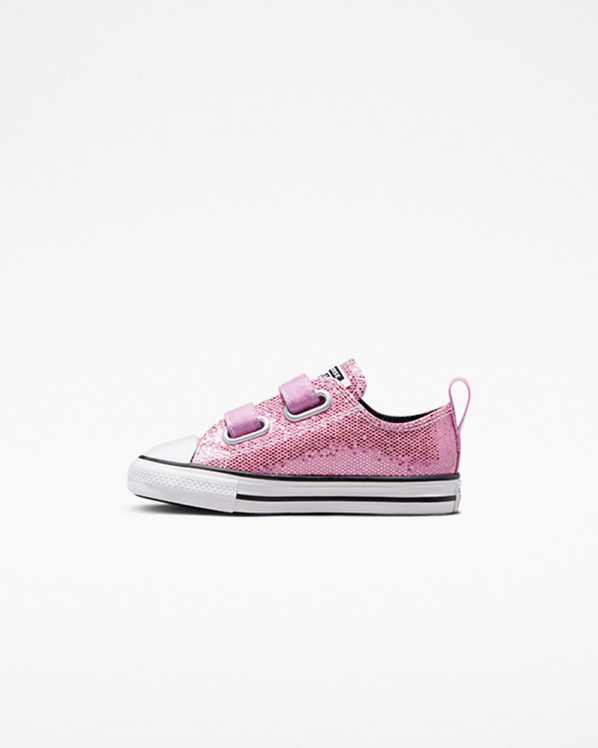 Tenisi Fete Converse Chuck Taylor All Star Easy-On Glitter Roz Negrii | RO PCEQI514